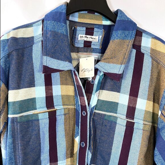 Free‎ People We the Free So Long Summer Flannel Plaid Top XS Oversized Layers - Picture 1 of 14